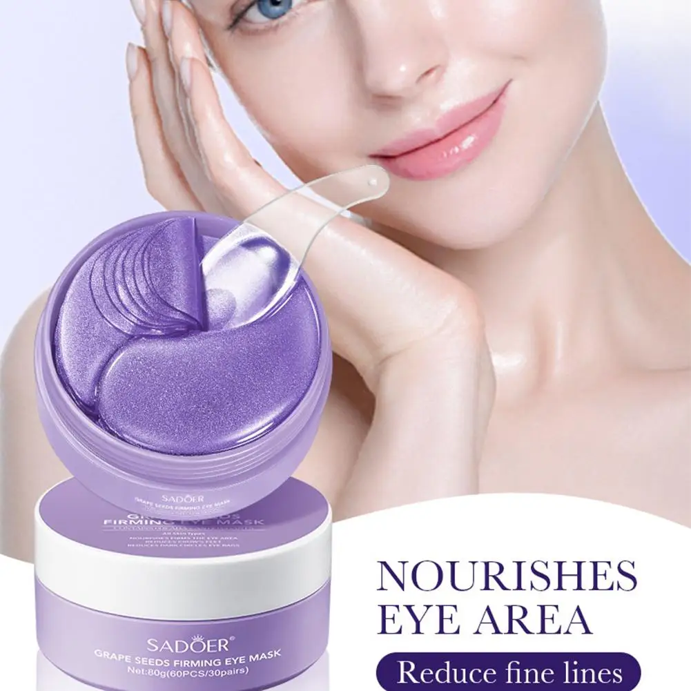 

Hot 60pcs Grape Eye Mask Anti Dark Circles Removal Eye Products Bags Firming Eyes Moisturizing Care Skin Eyes Patches G2D1