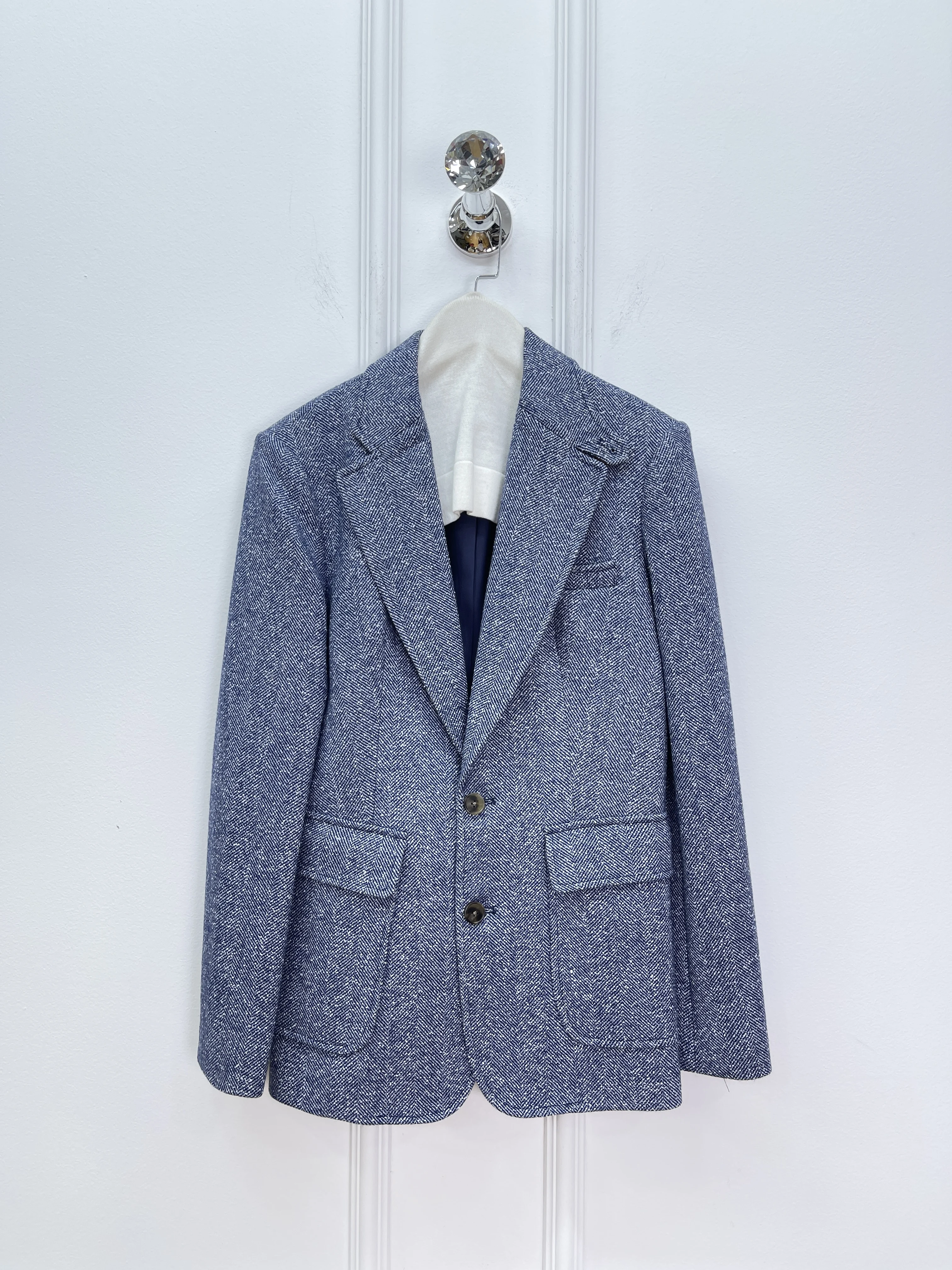 

2025 Autumn and Winter French Temperament Herringbone Wool Suit Jacket Women's Commuter Waist Suit
