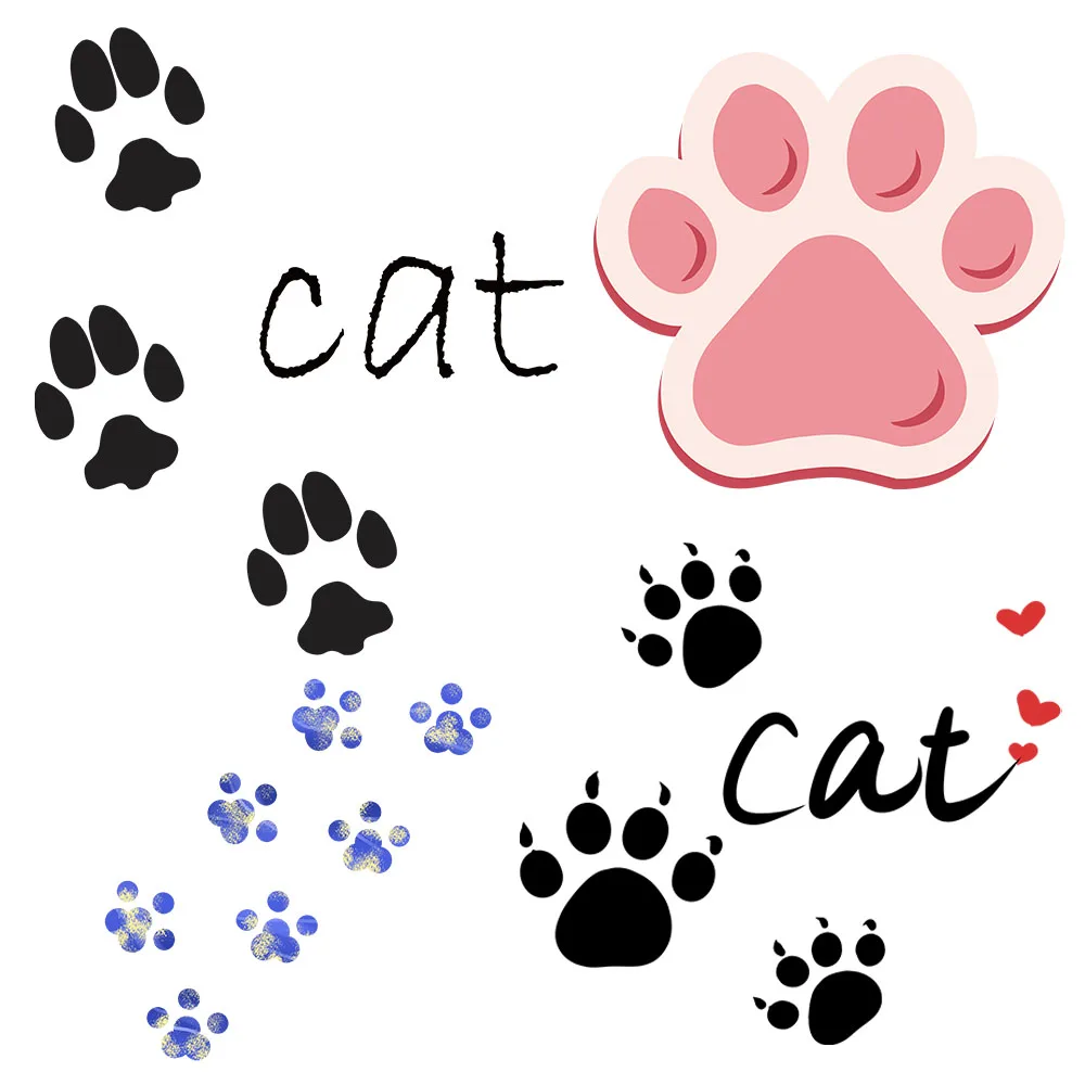 Cartoon Cat Paw Print Dog Paw Print Heat Transfer Fashion Appliques for Clothing Thermo Sticker  Appliques for Clothing Patch