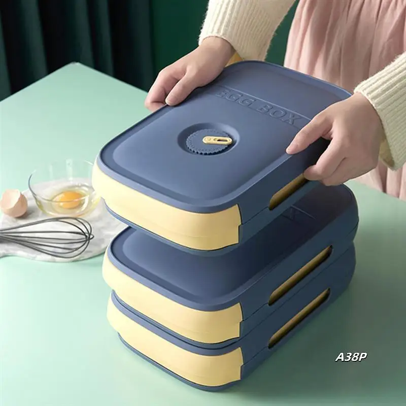 

Refrigerator Fresh-Keeping Box Dumpling Box Egg Rack Can Be Superimposed Roll Egg Box (Blue)