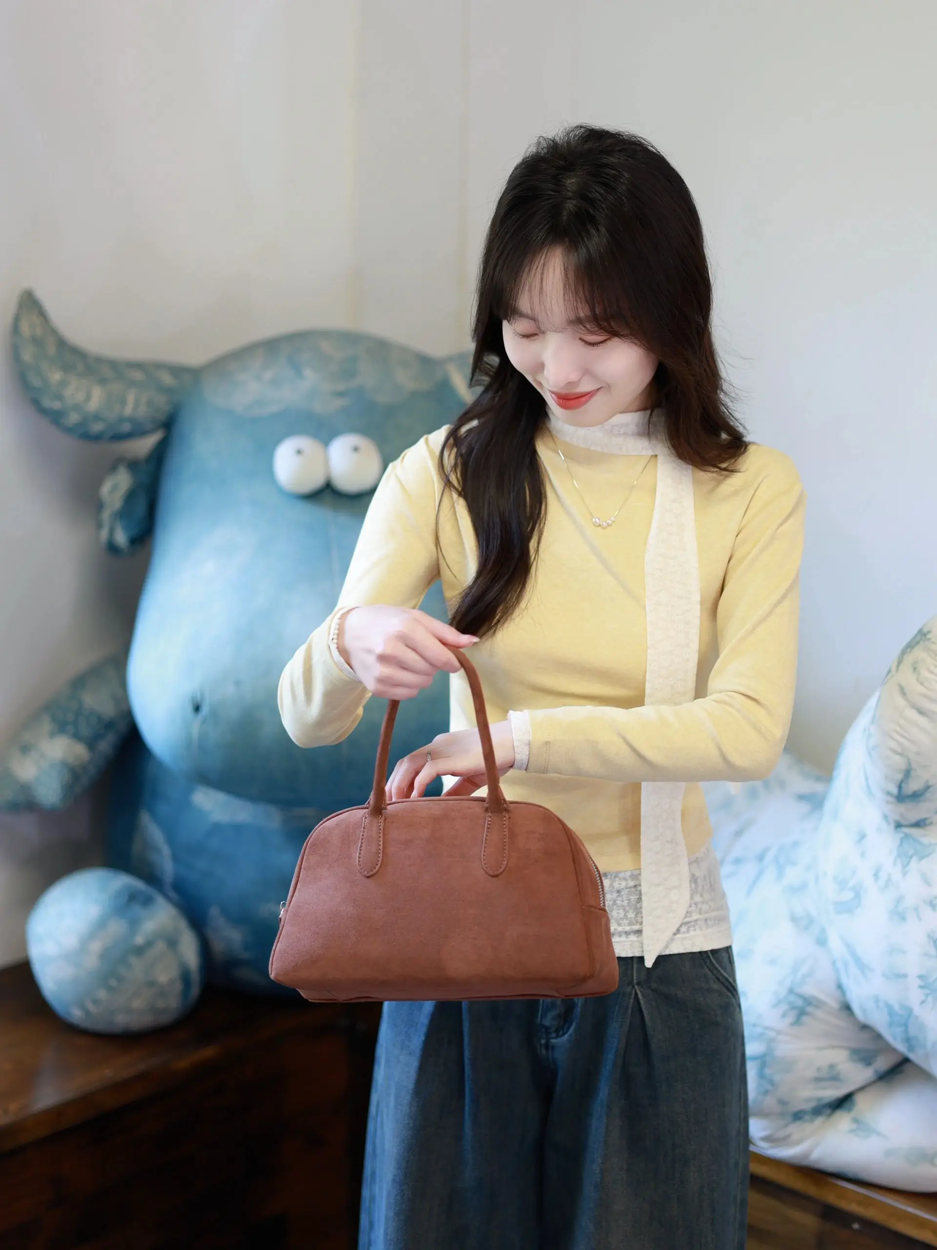 T-shirt coreana Sle Long Sve da donna Slim Fit Base irt Abbigliamento interno oulder Baring Top Pendolarismo Sle Colore puro Primavera A...