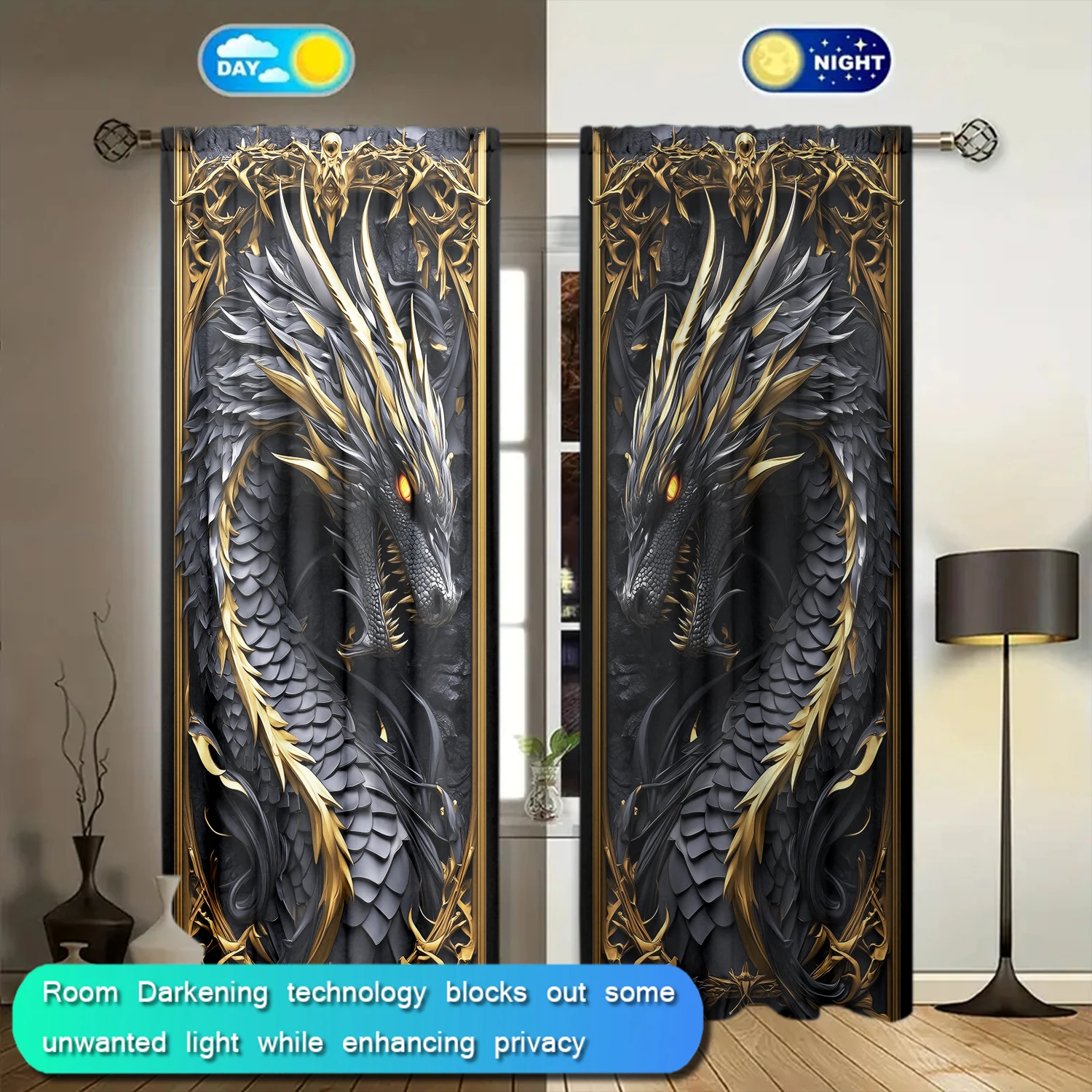 2pcs 3D Black Dragon Printed C - 3D Printing Cafe 评论和价格