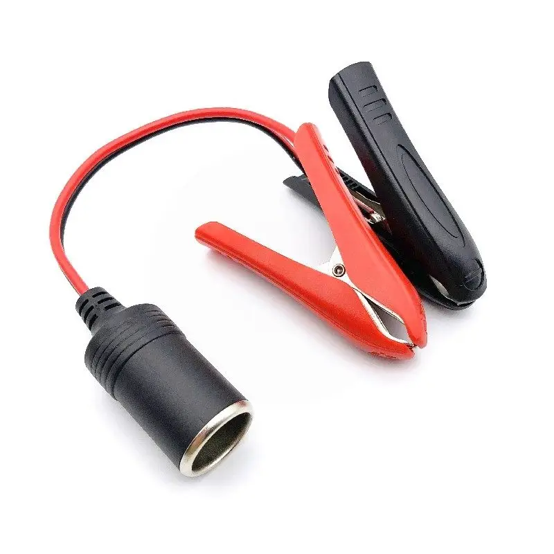 12-24V 14AWG Alligator Clip Battery Car Cigarette Lighter Extension Cord Socket For Charger Pump Vacuum Cleaner