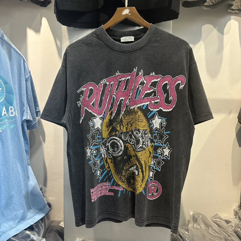 

Мужская футболка свободного кроя в стиле ретро с креативным забавным принтом High Street Sle в стиле хип-хоп Personali Summer Faion