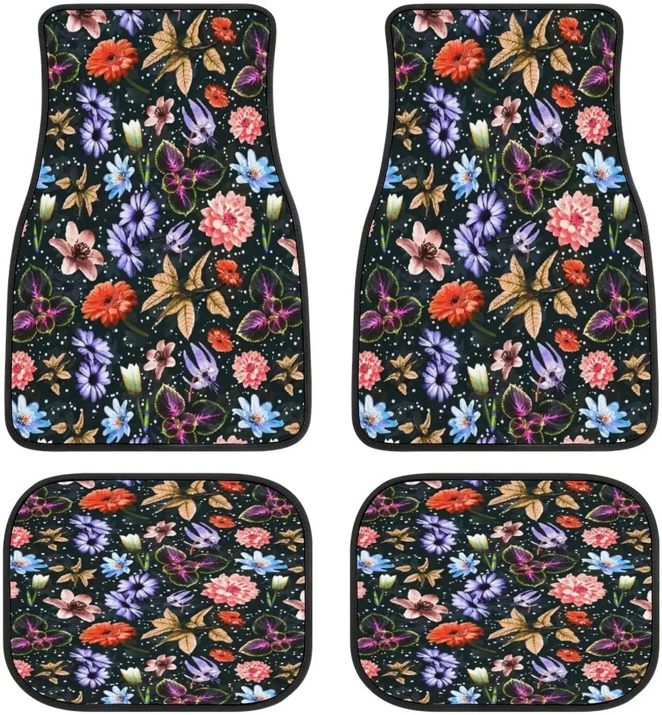 Poppies in Flowers Art Car Mats FrontRear 4-Piece Full Set Carpet Car SUV Truck Floor Mats with Non Slip Back