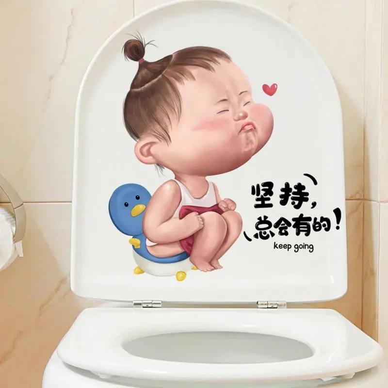 Self-adhesive Toilet Sticker Funny Sticker For The Bathroom Bathroom Toilet Seat Lid Cover Decal Stickers Decorative Toilet Sign