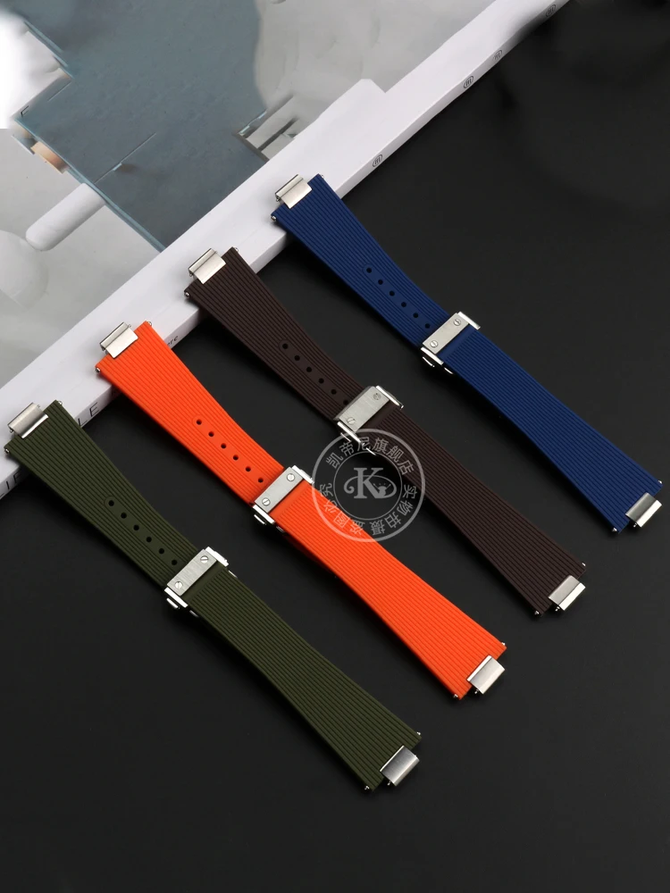 For 1853 TISSOT PRX strap T137.407/T137.410 Super player series silicone rubber watch band Men 26x12mm Convex End Folding buckle