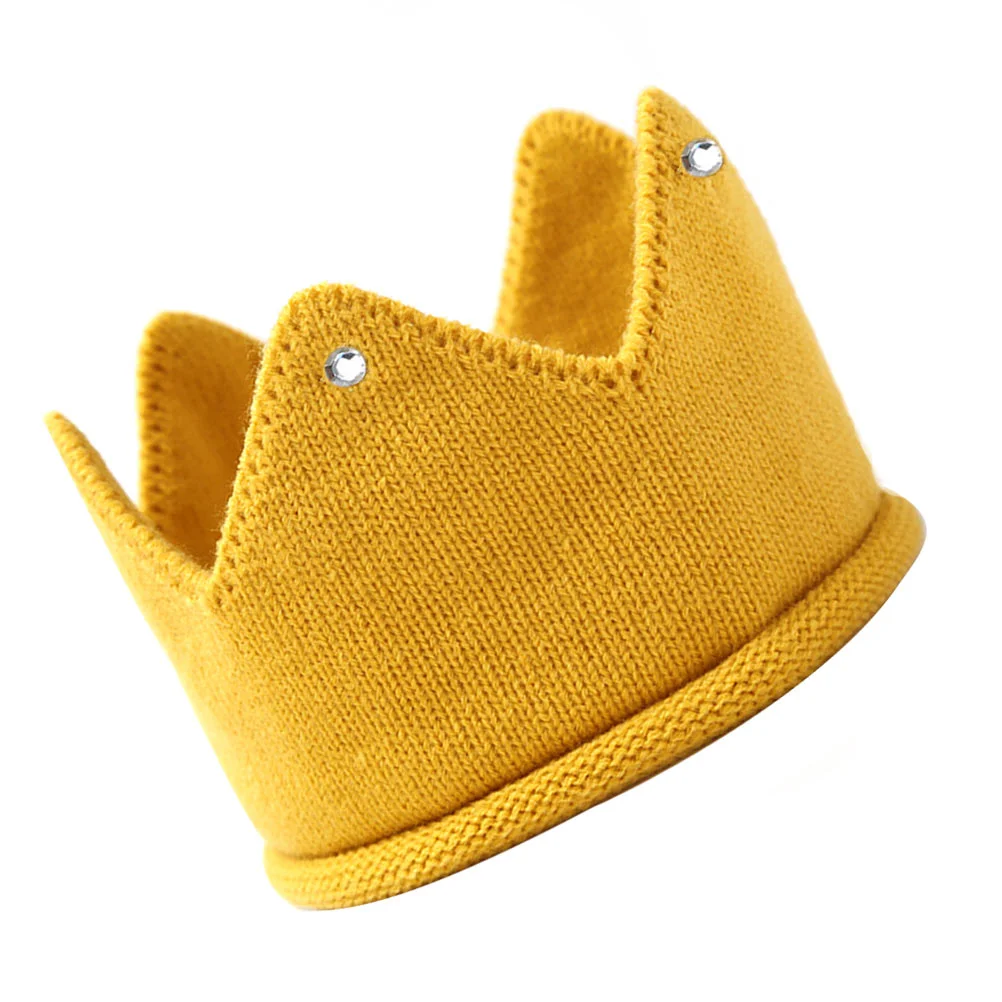 

Adorable Baby Winter Warm Hat Crown Shaped Knitted Hat Crown Headband (Yellow) Baby Crown Hat Baby Birthday Crown Headband