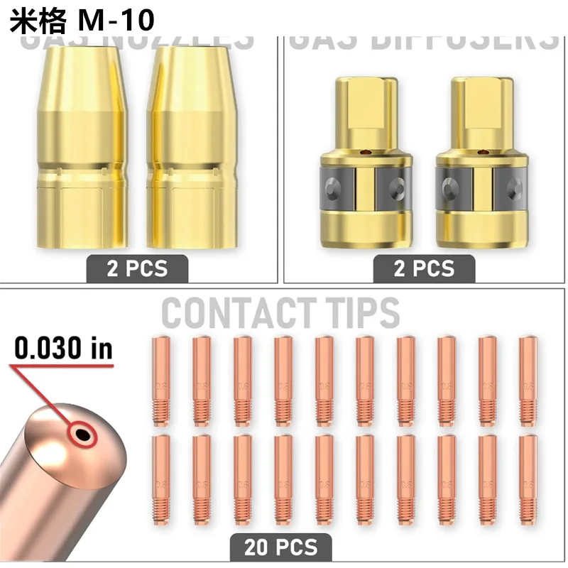 ミラーm-10溶接機用24ピースmig溶接ガンキット、アメリカンスタイル、0030インチノズル＆溶接ガンアクセサリー