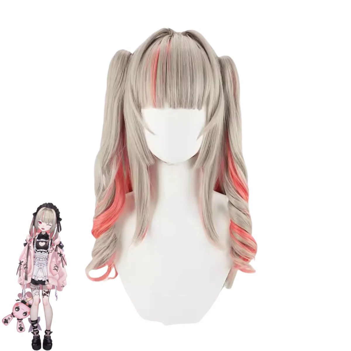 Youtuber Vtuber Makaino Ririmu Kissme Lovelyheart Lolitania Rrm Nijisanji Gamers Cosplay Costume Wig Anime Dress Halloween Suit