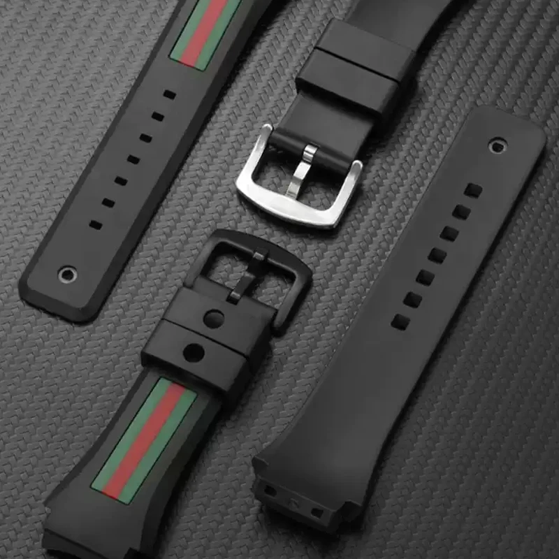 For Gucci YA137/YA137107A Rubber Watch Strap Dedicated Protruding Port Waterproof Man Black Watch Bracelet 29-21mm