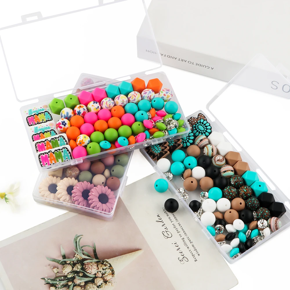 82PCS/Box, Multiple Silicone Beads Combined In The Same Color Scheme, Allowing You To Easily Match Your DIY Handmade Beads