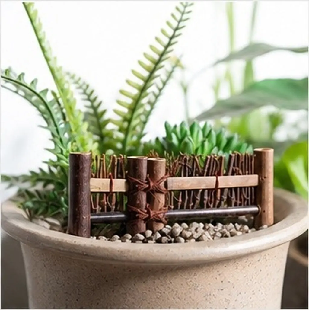 Small Bamboo Fence Decor Premium Bamboo Micro Landscape Screen for Bonsai Garden Desk Decoration Tea Ceremony Photo Prop