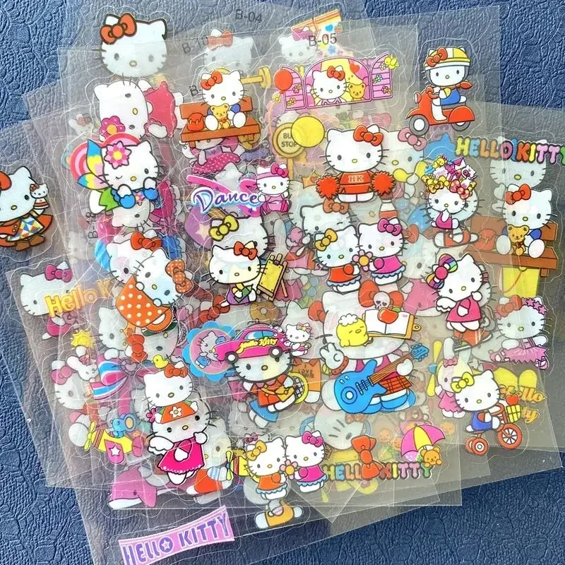 20 Sheets/Set Kawaii Anime Sanrio KT Cat Stickers Cartoon Decoration Hello Kitty Phone Water Cup Stationery Waterproof Sticker