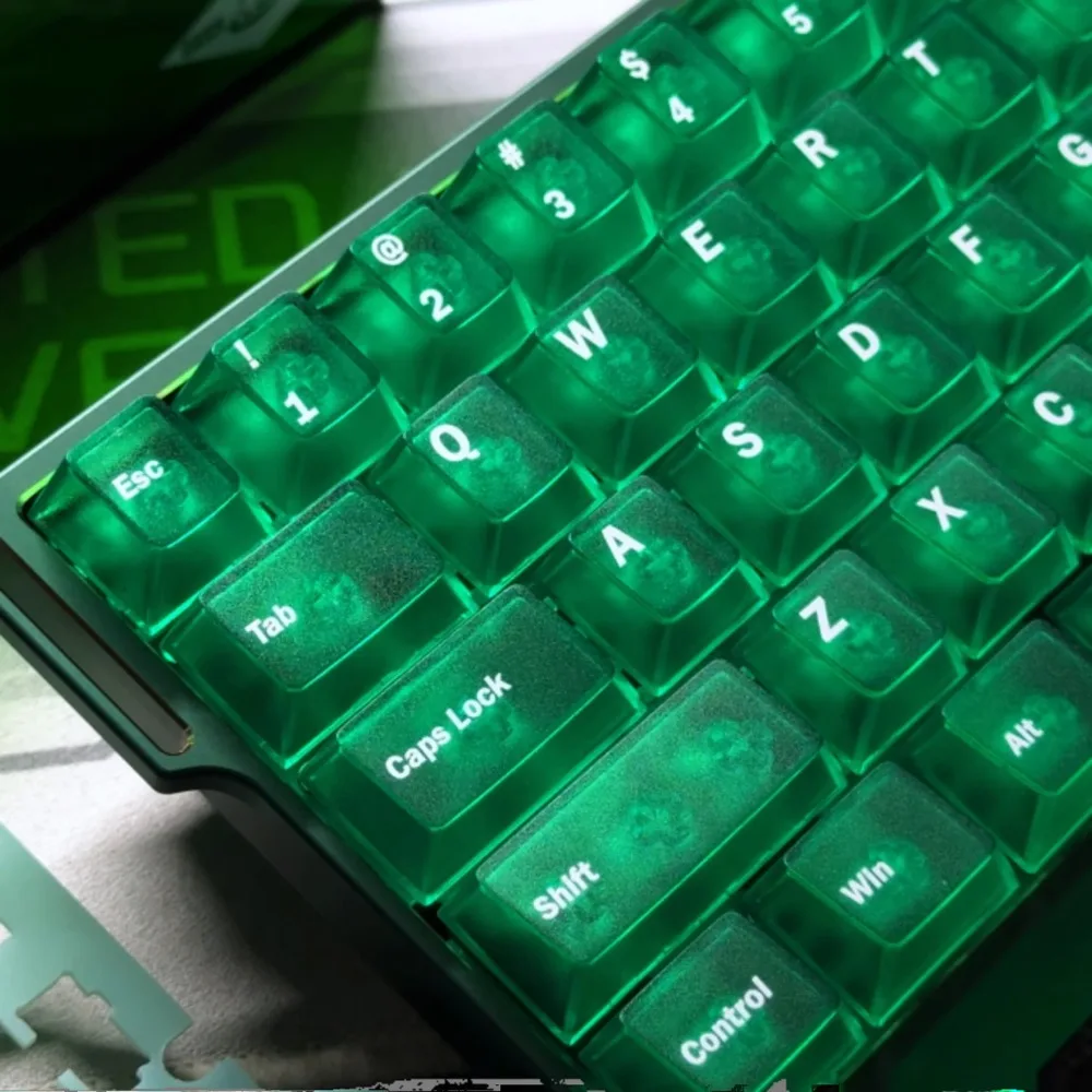 

Набор клавишных колпачков Green Fog, изготовленная на заказ матовая полупрозрачная клавиатура из АБС-пластика, игровой колпачок с вишневым профилем для механической клавиатуры, раскладка 87%