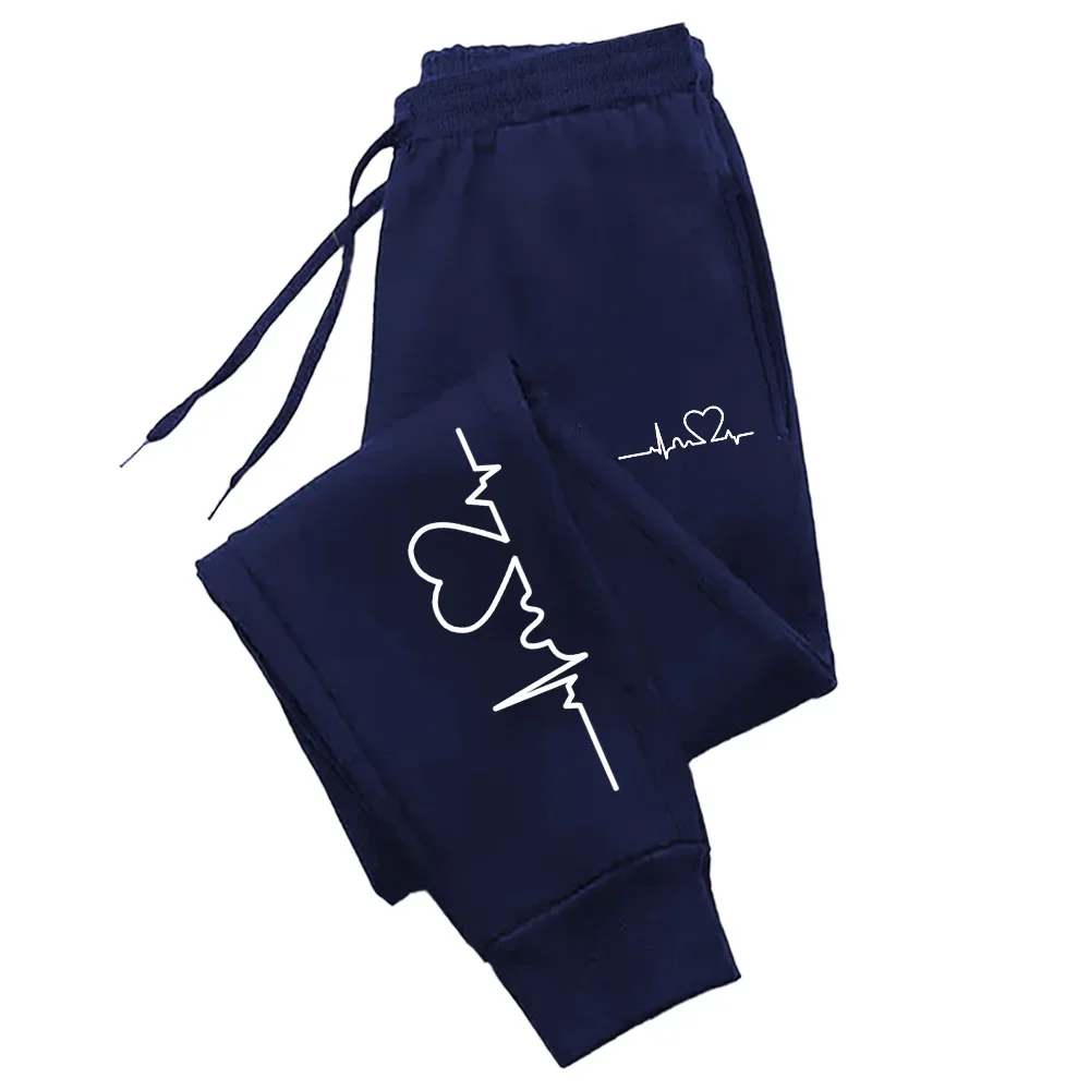 กางเกงจ็อกกิ้งสำหรับผู้หญิง กางเกงคุณภาพสูง ฤดูใบไม้ร่วง ฤดูหนาว ชุดออกกำลังกาย กางเกงขายาว ลายหัวใจ สไตล์สตรีท กางเกงวอร์มผู้หญิง