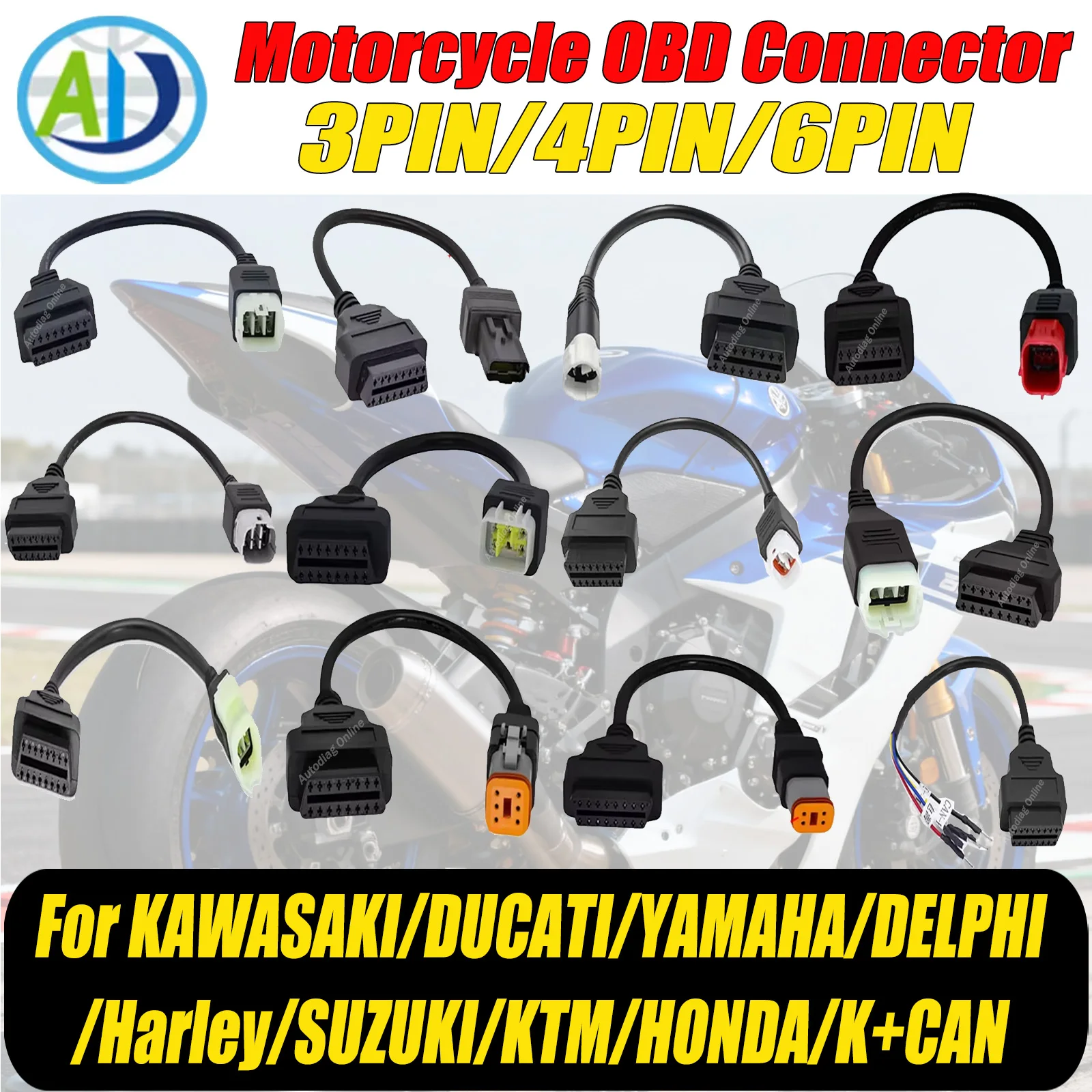 OBD2 Diagnostic Cable for YAMAHA/KTM/HONDA Motorcycle OBD2 Cable for SUZUKI/Ducati/Kawasaki/Harley OBD2 Scanner Connector Cable