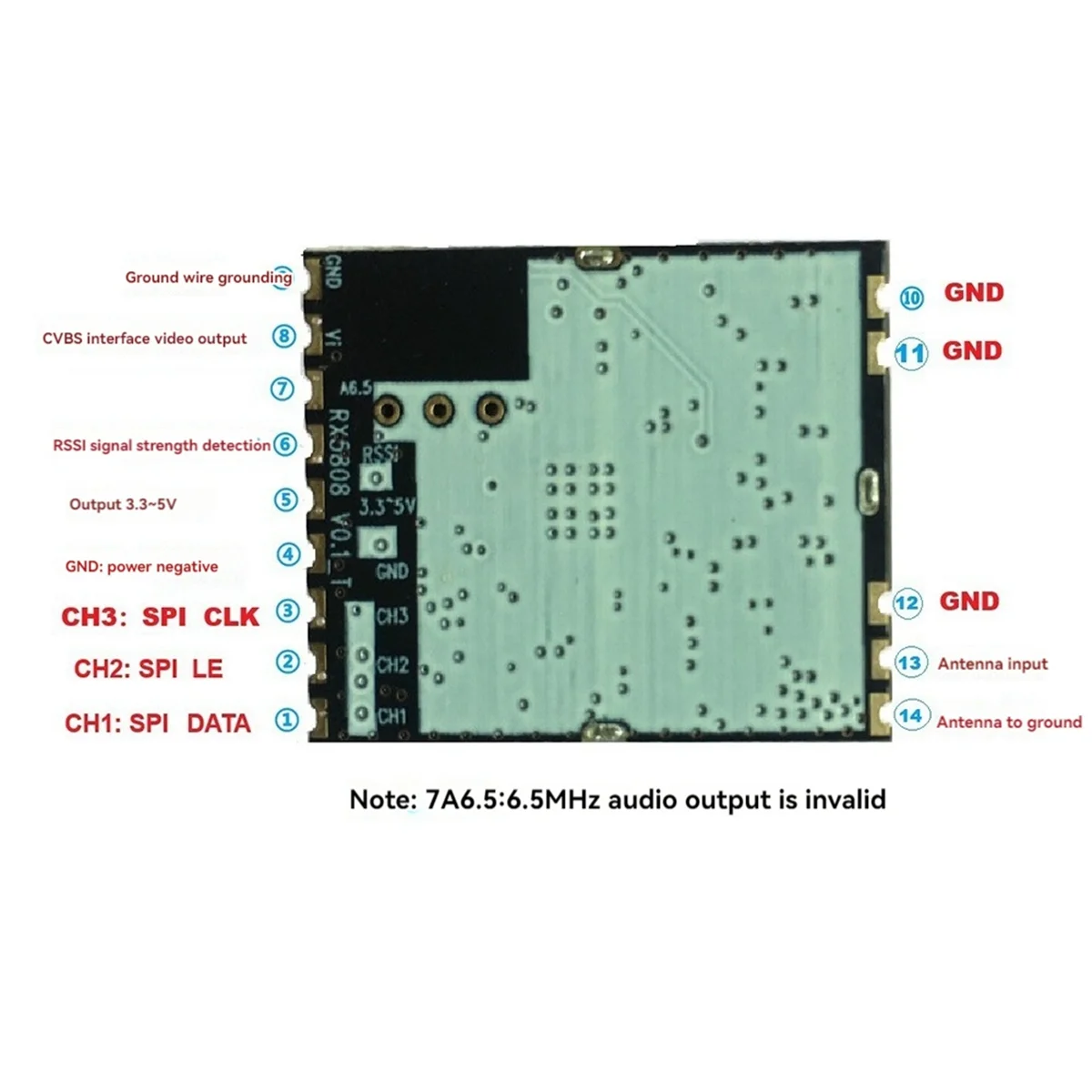 Módulo receptor de vídeo inalámbrico FPV RX5808, módulo receptor de 5,8G para transmisor AV, Dron FPV RC, Control SPI