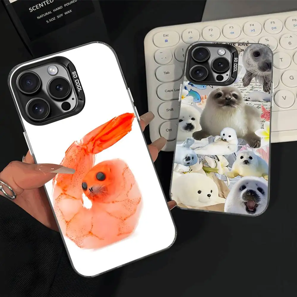 

Seal Sea Shrimp Phone Case For iPhone 15,17,11,14,13,16,12,E,Max,Plus,Air,Pro,Mini Black Matte Cover