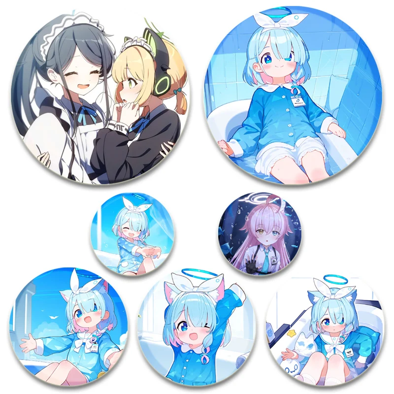 32/44/58mm Blue Archive Pins Cute Anime Figure Brooches Takanashi Hoshino Cartoon Badge Backpack Shoes Jewelry Accessories Gifts