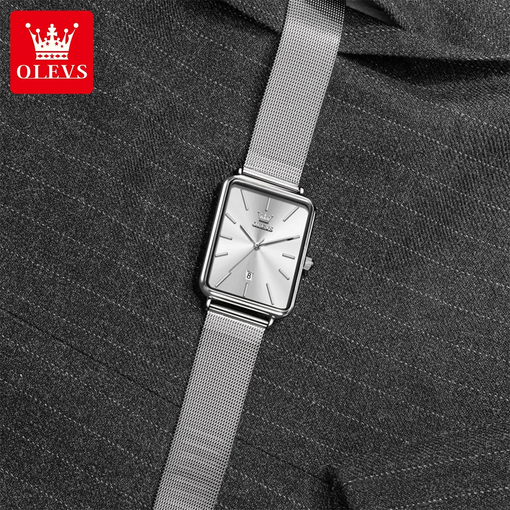 OLEVS 3692 Mens Watch Simple Original Date Quartz Watches For Men Waterproof Luminous Square Watches For Men Gifts Reloj