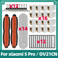Compatible For Xiaomi Mijia 5 Pro / OV21CN Spare Parts Accessories Main Tricut Side Brush HEPA Filter Mop Cloth Dust Bag