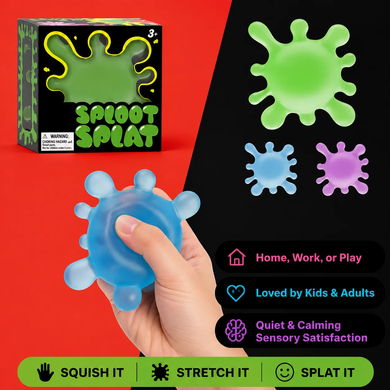 Sploop Splat Splash Shaped Squishy Toy, Soft Elastic Stretchable Squeeze Fidget Toy, Silent Satisfying Sensory Toy for Home Office Play, Novelty Party Favor & Autism Calming Toy