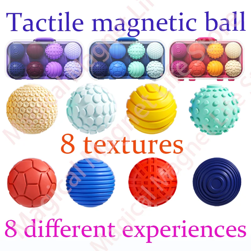 Magnetische Fidget-Magnetbälle aus Silikon, 8 Stück, Attraktionstexturen, Stressbälle, Fidget-Magnetball, Relief, Stress, sensorisches Spiel, Geschenk