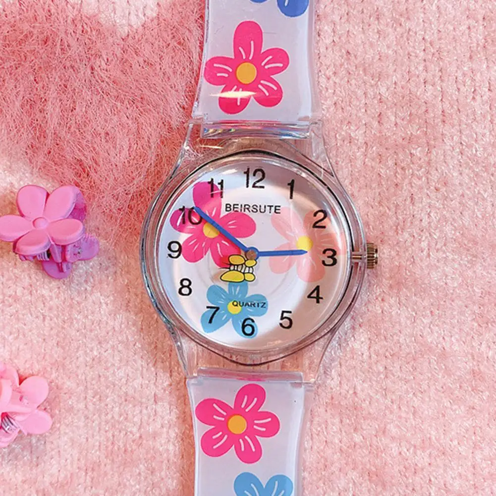 Reloj de Flores de Color para niña, estudiantes de secundaria, moda coreana, lindo reloj de gelatina para niños, reloj de gelatina de caramelo para niñas, T3L5