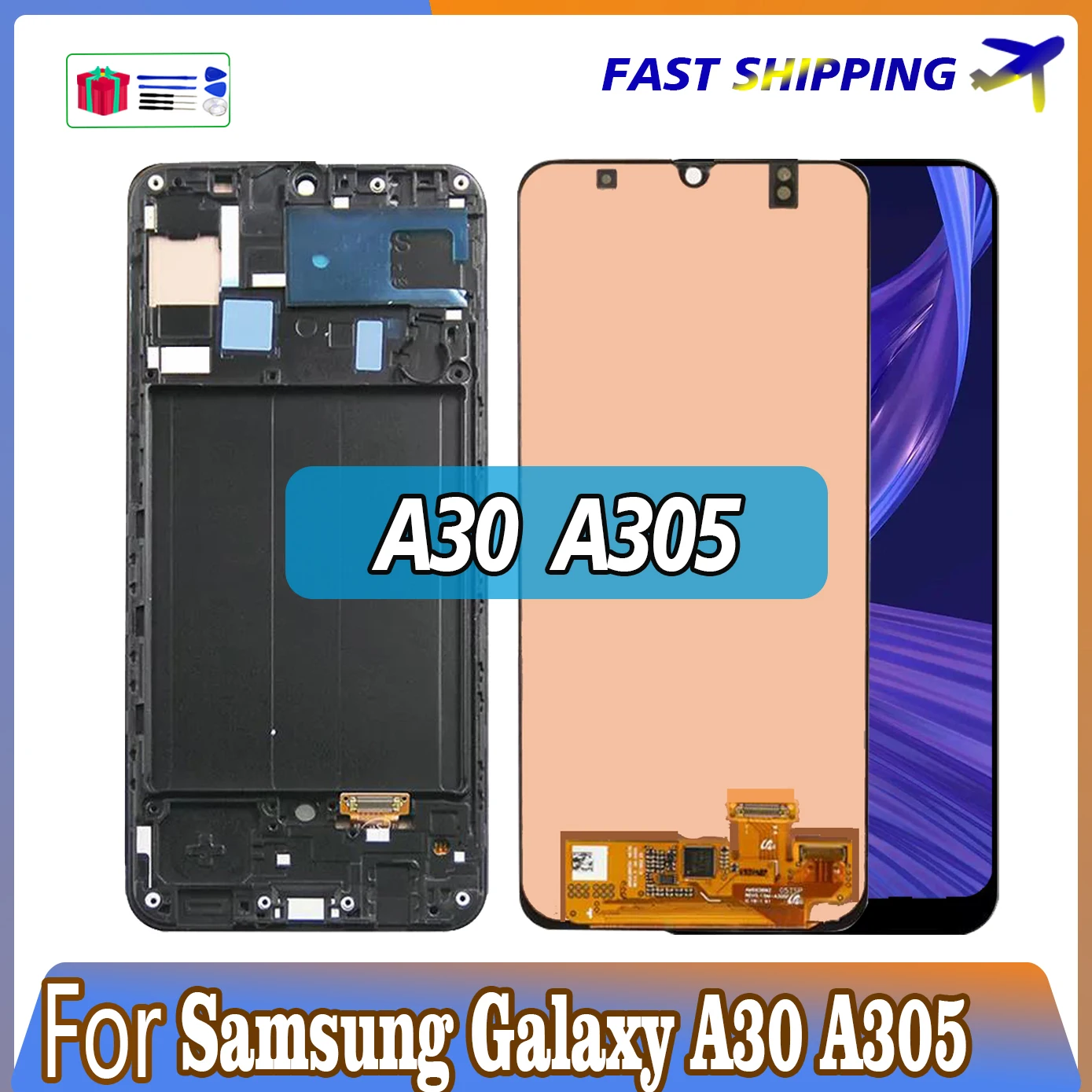 

ЖК-дисплей для Samsung GALAXY A30 A305/DS A305FN, дисплей с сенсорным экраном а305g, A305GN, A305YN, дигитайзер в сборе, протестирован