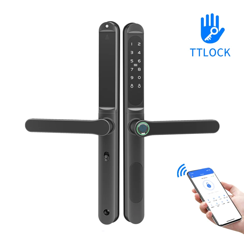 IP65 Waterproof TTLock APP Smart Fingerprint Password RFID Card Lock For Outdoor Push Pull Sliding Door 2585 3085 3585 Mortise