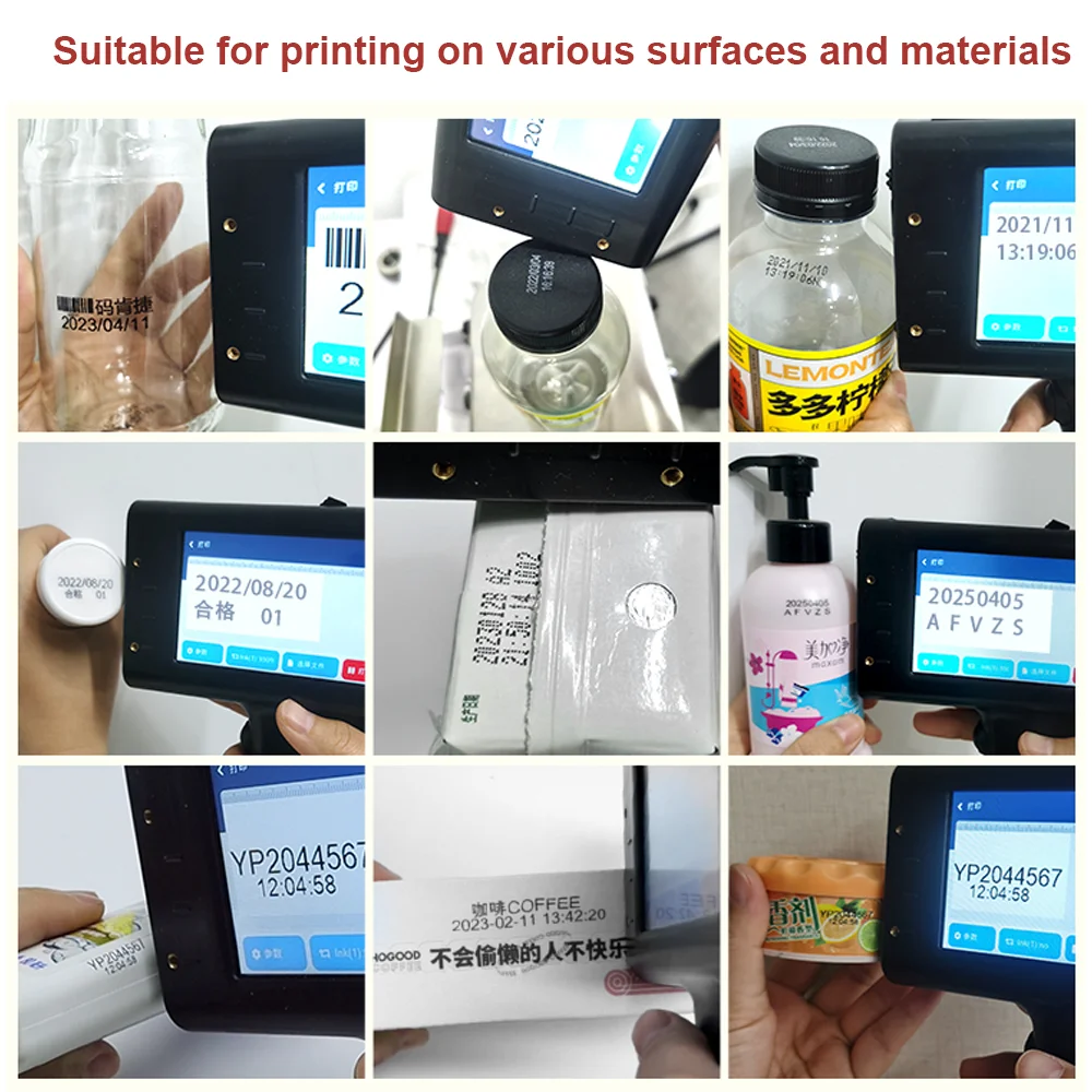 Imagem -06 - Impressora a Jato de Tinta Handheld Portátil da Impressora a Jato de Tinta da Mão Produção Expira a Data Número de Série Impressora da Etiqueta do Código de Barras com Tinta Permanente