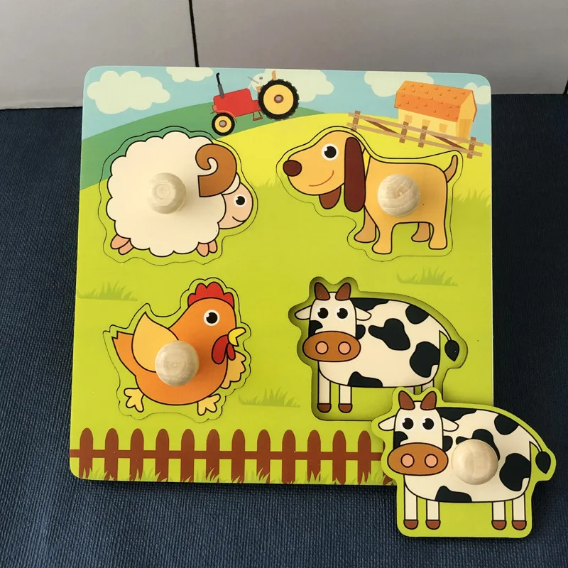 1 Set Shape Matching Farm Animals Puzzle Children\'s Enlightenment Early Education Cognitive Benefits Intelligence Toys