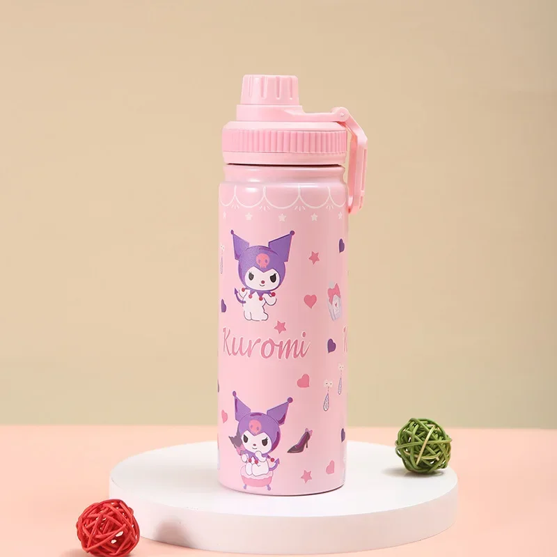 Taza térmica de dibujos animados para niños, botella de agua Kawaii para exteriores, de acero inoxidable 304, 800ml, Lotso Kuromi, Mermaid Winnie The Pooh