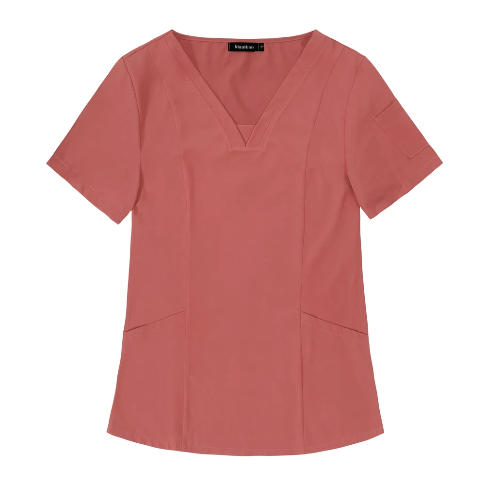 New Medical Work Clothes Hospital Surgical Blouse Scrub Nursing Uniforms Beauty Salon Female Short Sleeve Shirt Wholesale Price