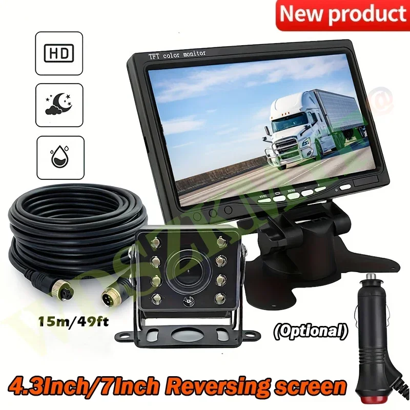 4.3/7 inch Car Reversing AV/4-pin Connector Backup Camera Vehicle 12-24v Rear View Monitor Mirror Parking Kit