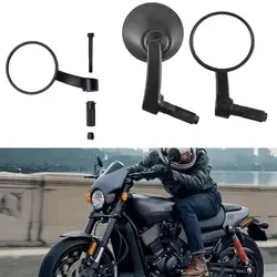 22mm Motorcycle Round Side Mirror Handle Bar End Rearview Mirror For Harley XL883 XL1200  Honda Kawasaki Suzuki Yamaha Scooter