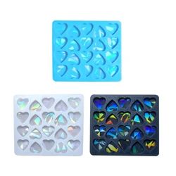 Arco-íris efeito holográfico orelha studs molde de silicone para diy amor coração brincos r3mc