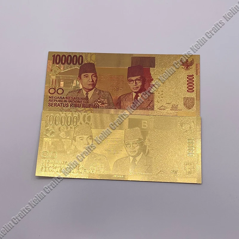 

2019 Year Indonesia Gold Banknote 100000 Rupiah Gold Foil Banknote Commemorative Banknotes Collectible Souvenir Business Gift