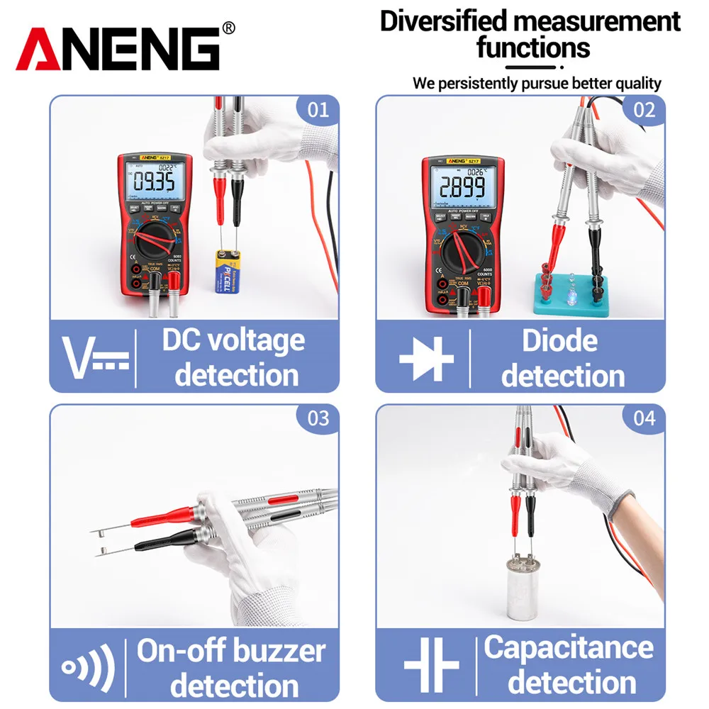 ANENG PT2002 1mm Pin igła do przekłuwania izolacji nieniszcząca multimetr sonda testowa 10A 600V do przewodu pomiarowego 2mm