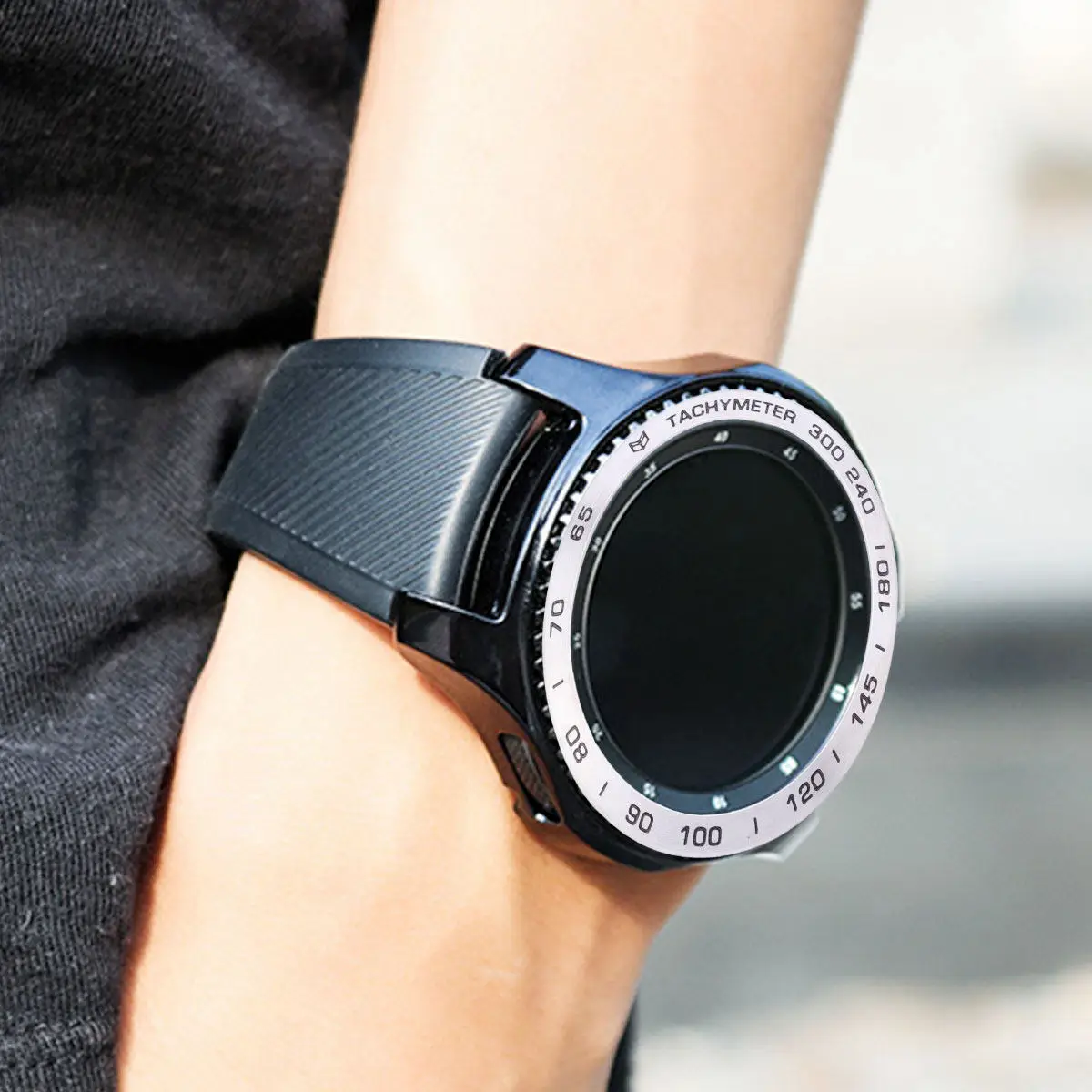 

Металлическое защитное кольцо для часов 46 мм, полированное стальное кольцо-безель, прочное, улучшенное, совместимое с S3 Frontier, черное, серебристое