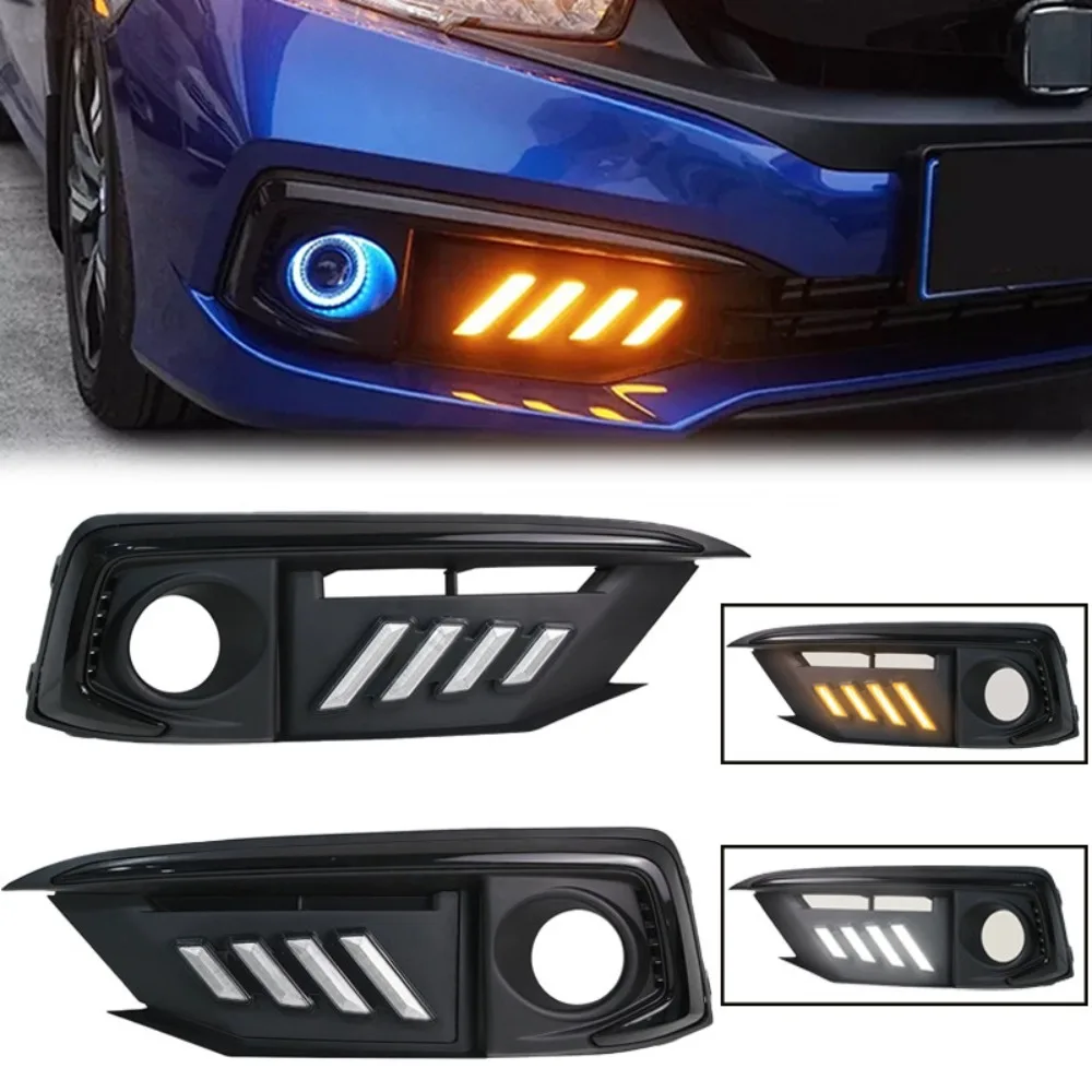 

For 2019-21 Honda Civic Front Bumper DRL Daytime Turn Signal Light Fog Lamp