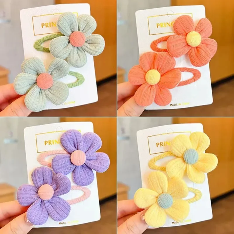 

2Pcs/Set Bow Pairs Headdress Clip Girls Hairpins Hairgrips Toddler Cute Fabric Flower Baby Headdress Wholesale Hair Accessories