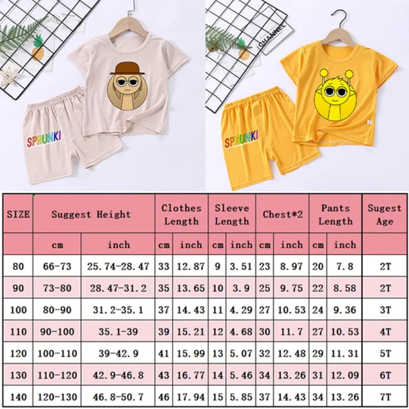 2 pièces Sprunki ensemble de vêtements de nuit de haute qualité enfants Anime mode pyjamas costume garçons filles été confort doux vêtements robe de maison