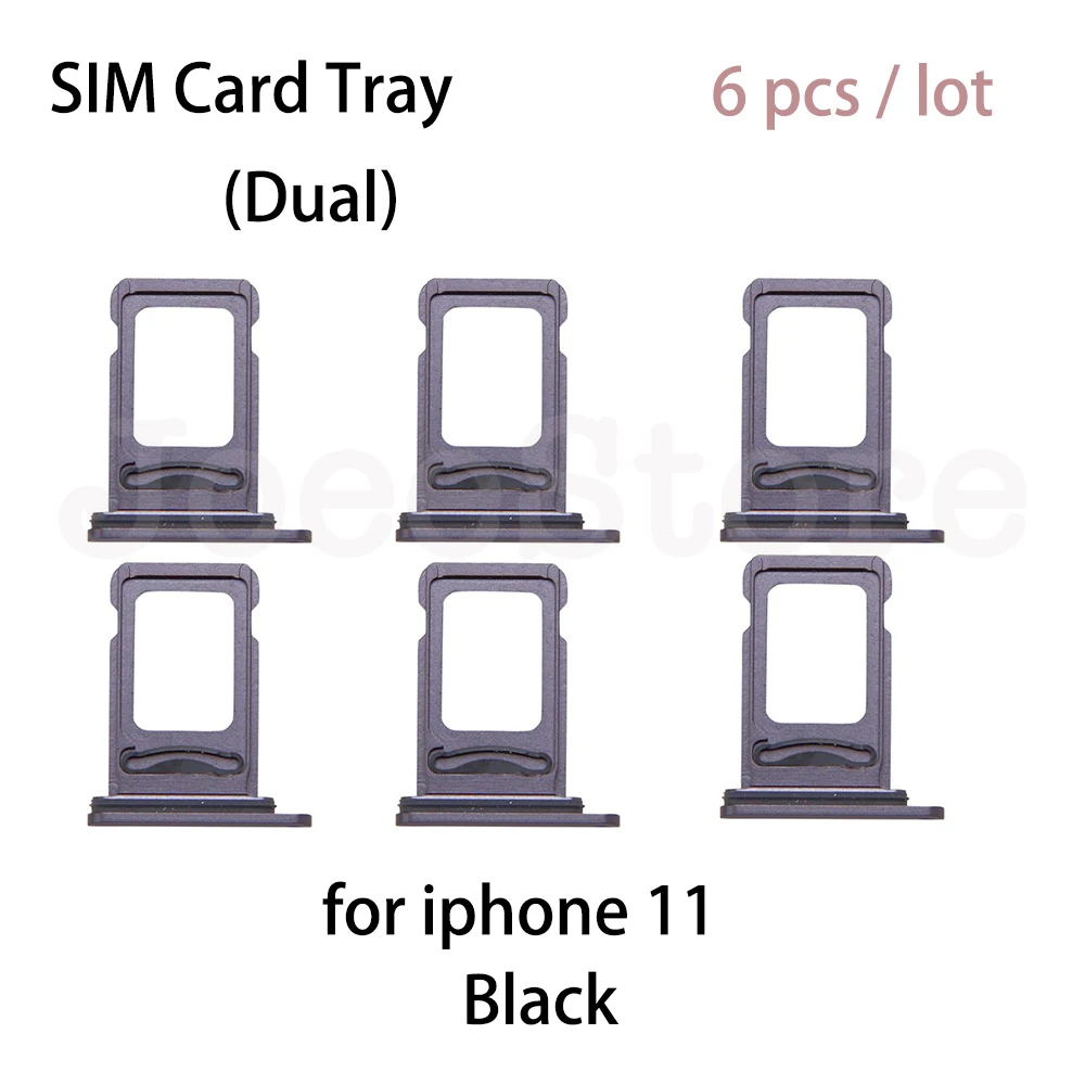 JoeeStore 6pcs Sim Card Tray For iPhone 11 Dual & Single SIM Card Slot Holder Adapter Socket Repair Replacement Parts image 5