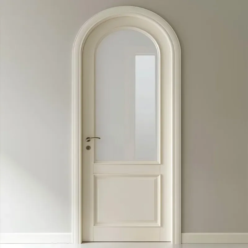 White Painted Solid Wood Composite Curved Interior Door for Bedroom and Room Whole House Matching Arc Design