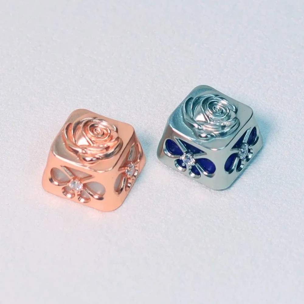 Rose Theme Single Keycap Metal Material Custom Original Handmade Electroplating Creative Keycaps for Keyboard Accessories Gift