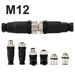 M12 Waterproof Aviation Plug Socket IP67 4 5 8 Pin Sensor Connector Industrial Grade 4-6MM Elbow Straight PG7 Plug