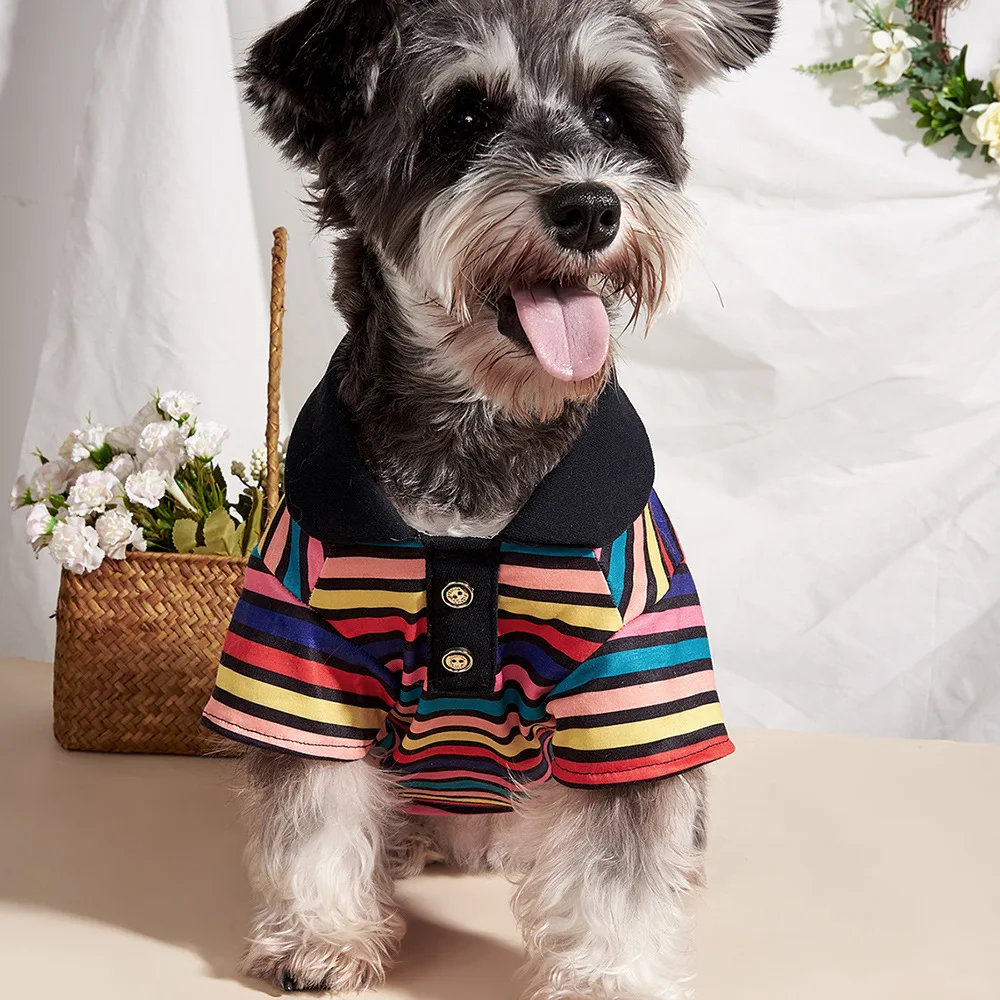 Classic Stripes Pet Polo Shirt Spring Summer Cat Dog Clothes for Small Dogs Schnauzer Yorkshire Puppy camisetas para perros