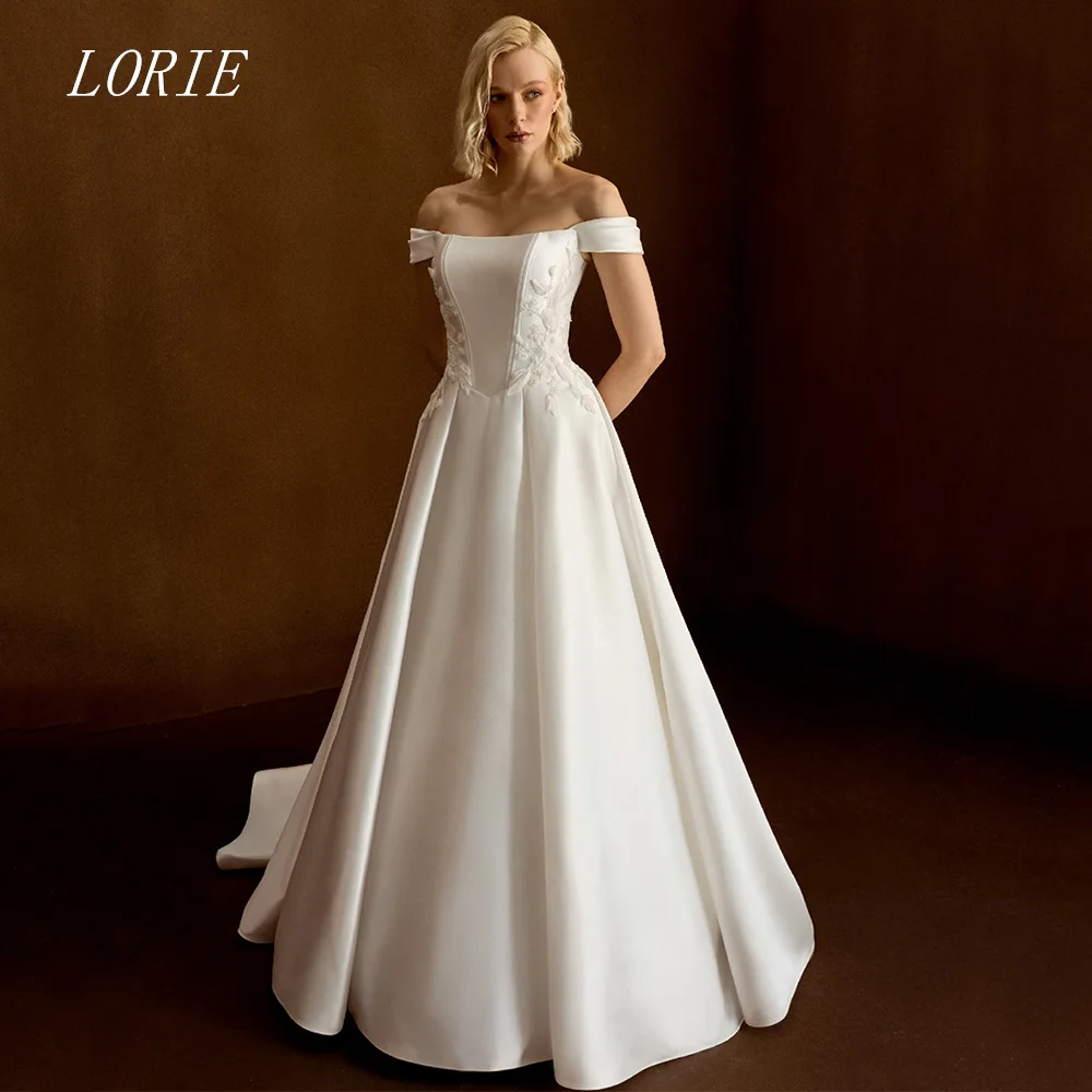 

Роскошное свадебное платье LORIE с 3D цветами, А-силуэт, с открытыми плечами, с аппликациями и кружевом, на заказ, 2026
